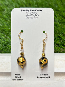 Onyx Dragon Ball Earrings (Gold Filled)