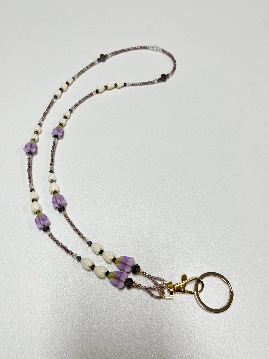 Purple Pua Kalaunu (Crown Flower) & Pikake Lanyard – Two By Two