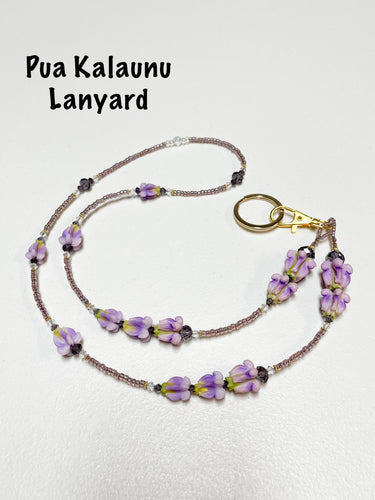 Purple Pua Kalaunu (Crown Flower) Lanyard