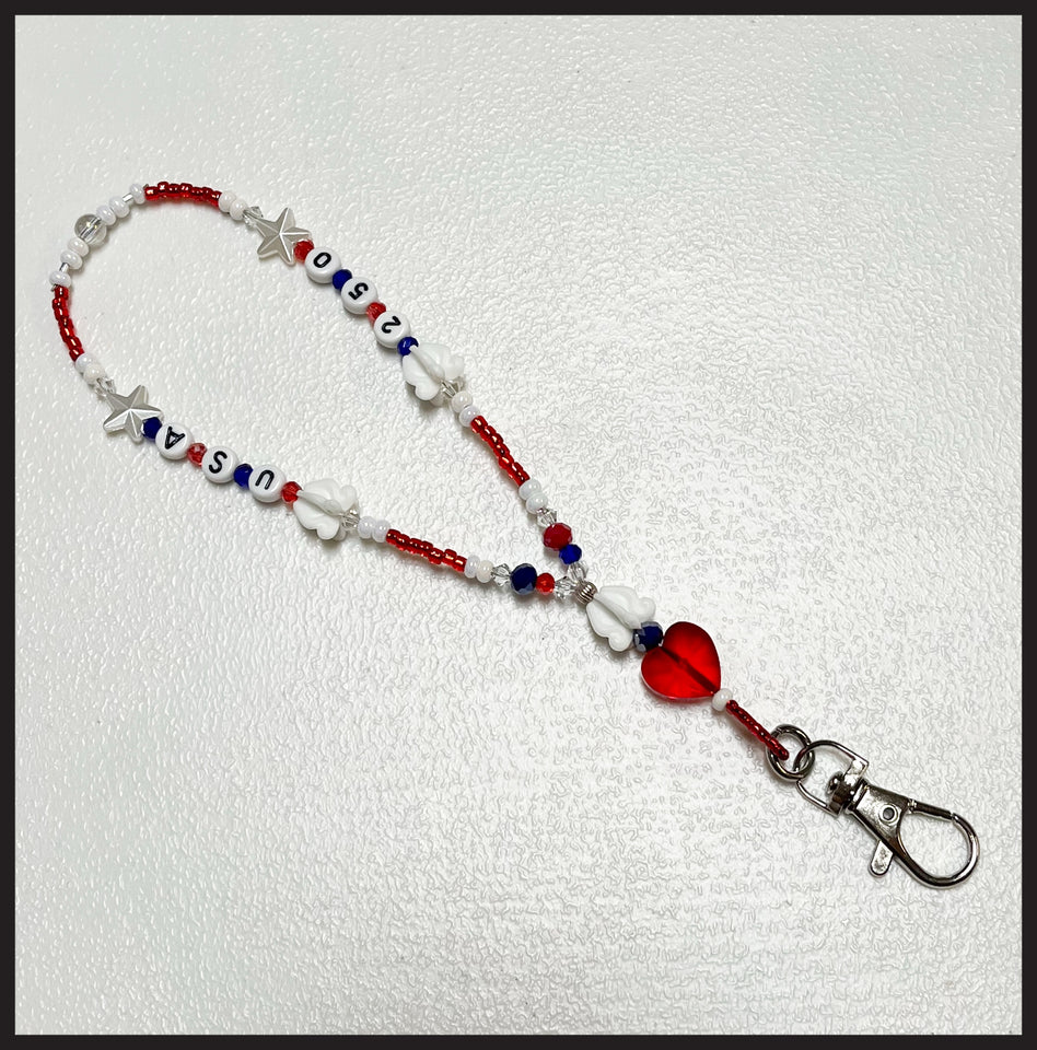 USA 250th Birthday Phone Wristlet (Silver Hardware)