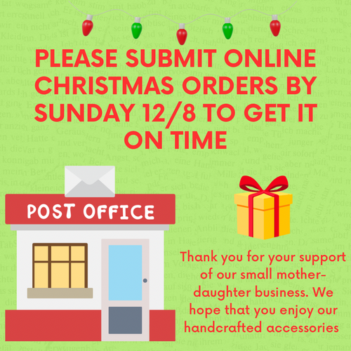 Online Christmas Orders Due 12/8