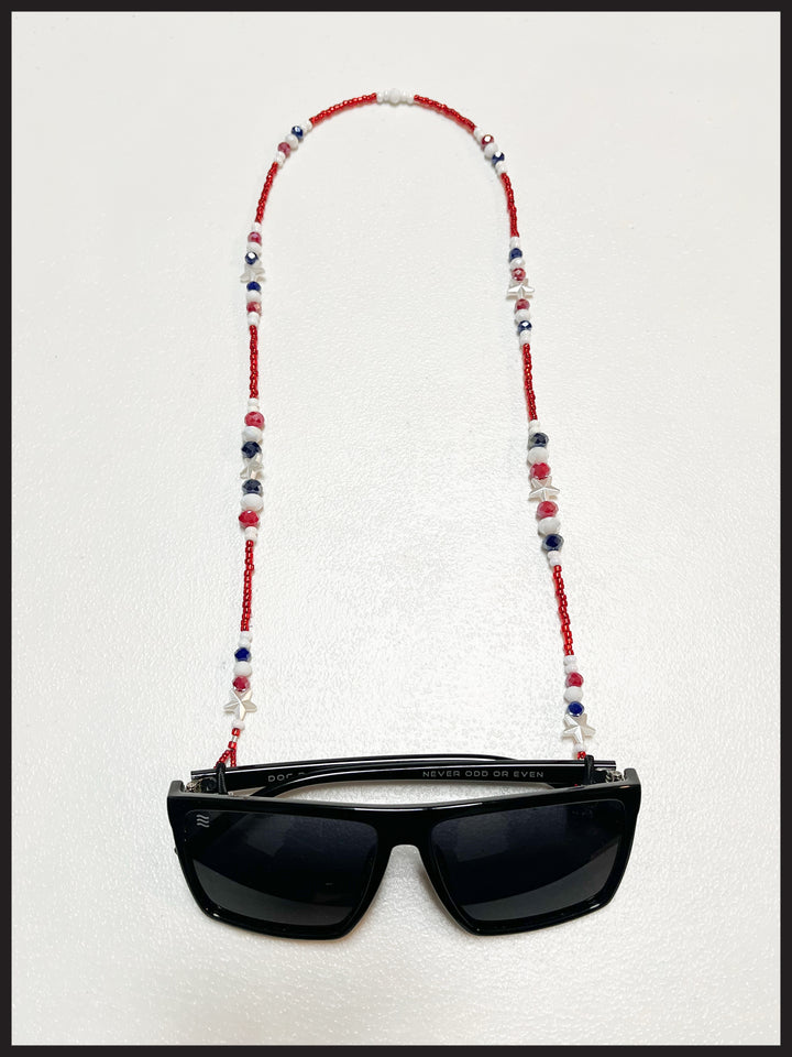 Red, White, Blue & Stars Eyeglass Holder Necklace