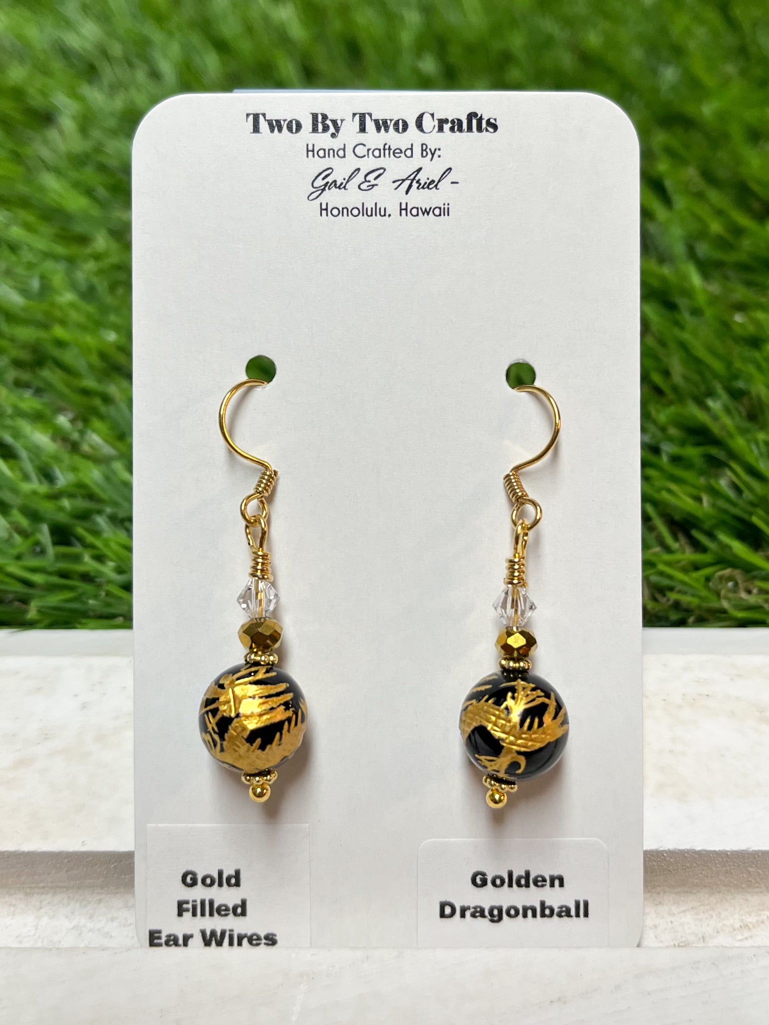 Onyx Dragon Ball Earrings (Gold Filled) - Main Image
