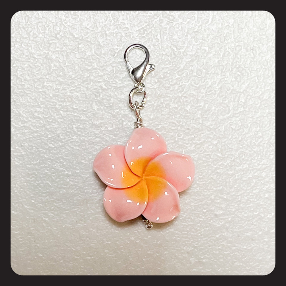 Light Pink Plumeria Charm (silver colored hardware)