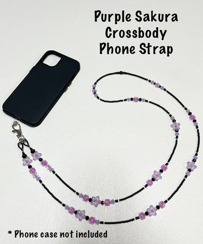 Purple Sakura Crossbody Phone Strap