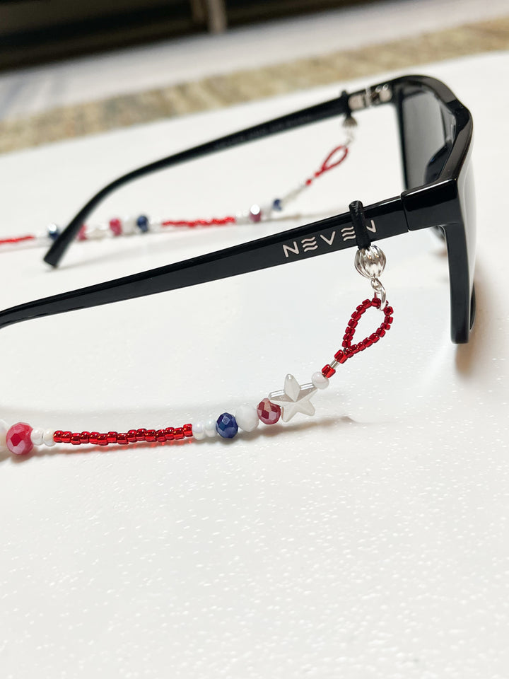 Red, White, Blue & Stars Eyeglass Holder Necklace