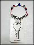 Red, White & Blue Loved Clip On Keychain (Silver Hardware)