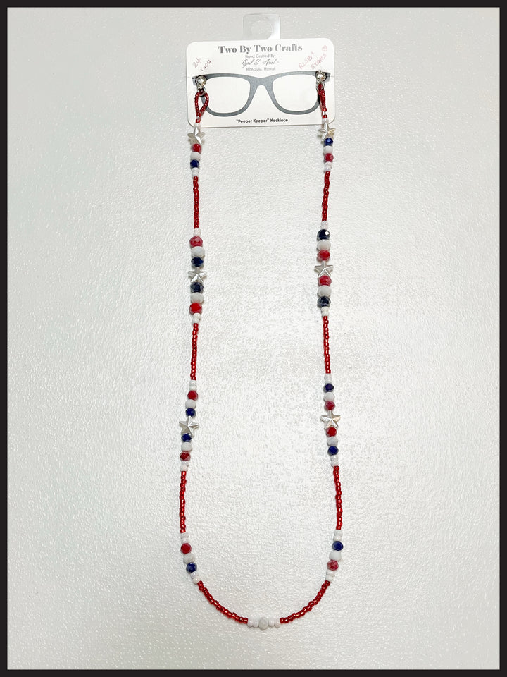Red, White, Blue & Stars Eyeglass Holder Necklace