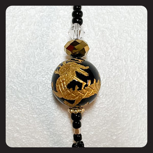 Onyx Dragon Ball Key Leash (Gold Etch)
