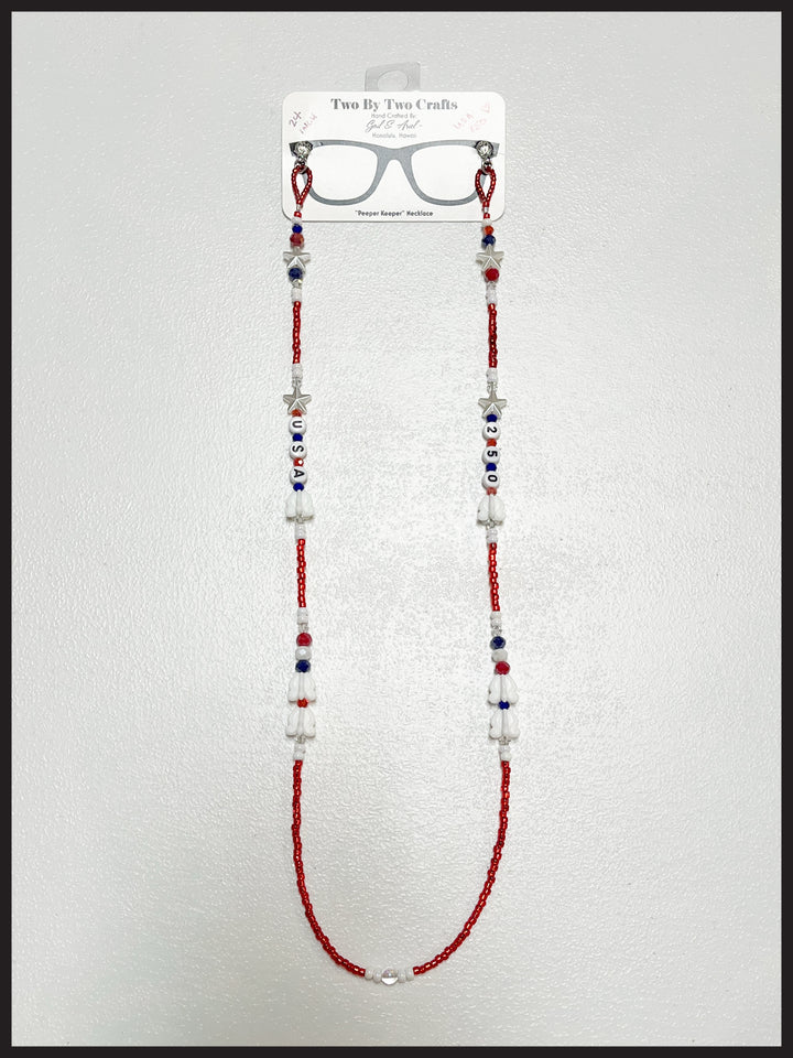 USA 250th Birthday Eyeglass Holder Necklace