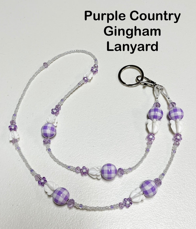 Purple Country Gingham Lanyard