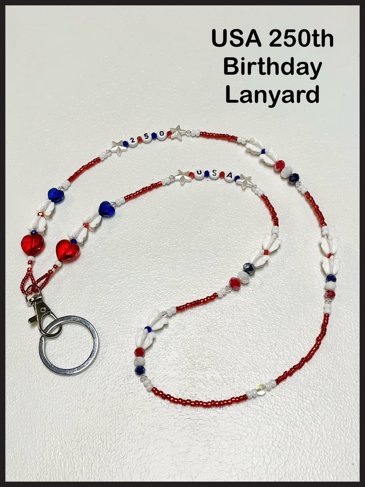 USA 250th Birthday Lanyard (Silver Hardware)