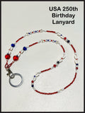 USA 250th Birthday Lanyard (Silver Hardware)