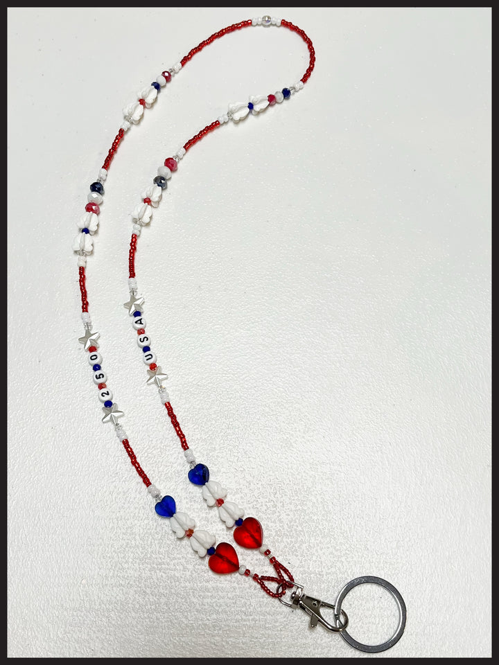 USA 250th Birthday Lanyard (Silver Hardware)