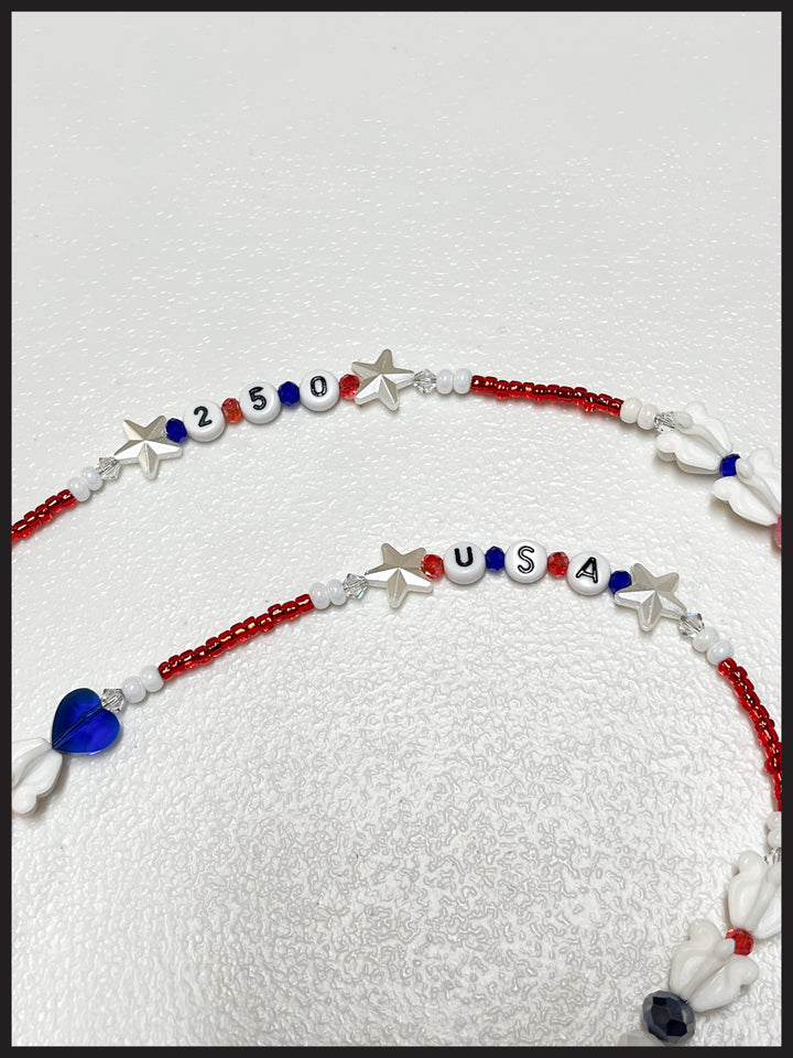 USA 250th Birthday Lanyard (Silver Hardware)