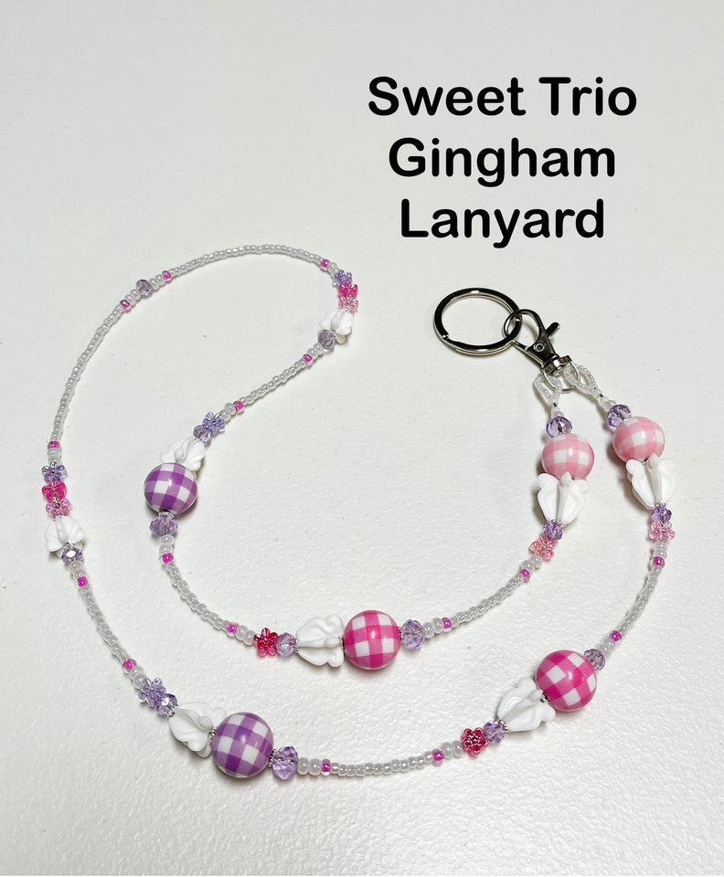 Sweet Trio Gingham Lanyard