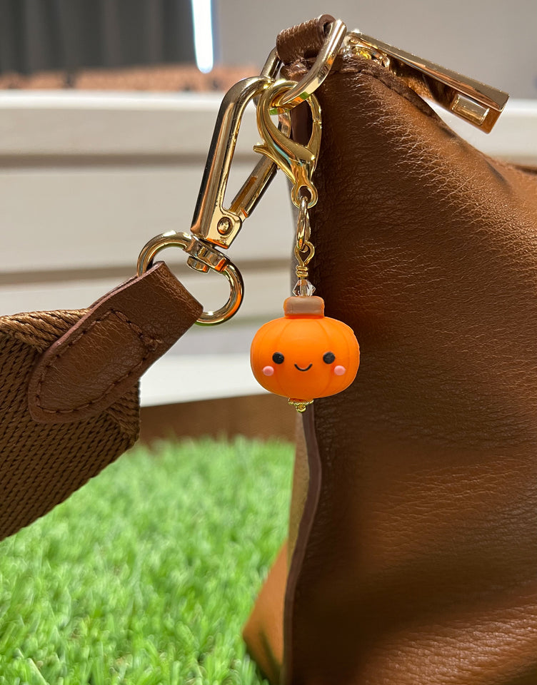 Fall Pumpkin Cutie Bag Charm (Gold Hardware)