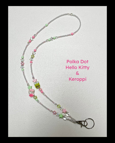 Polka Dot Hello Kitty & Keroppi Lanyard