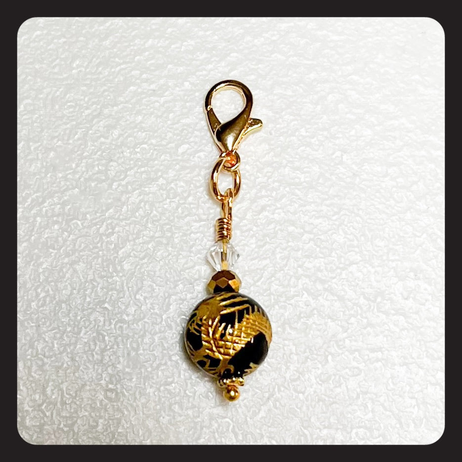 Onyx Dragon Ball Charm (Gold colored hardware)