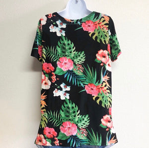 Tropical Print Short Sleeved Top