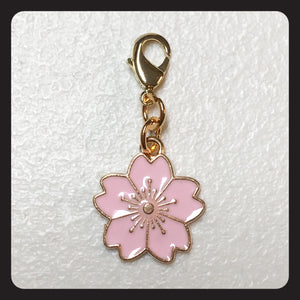 Pink Cherry Blossom Charm (gold colored hardware)