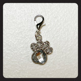 Bling Pawprint Charm (silver colored hardware)