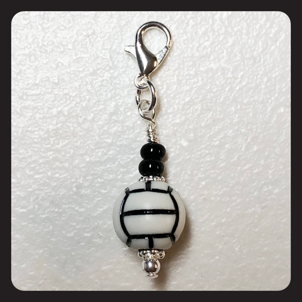 Volleyball Charm (silver colored hardware)