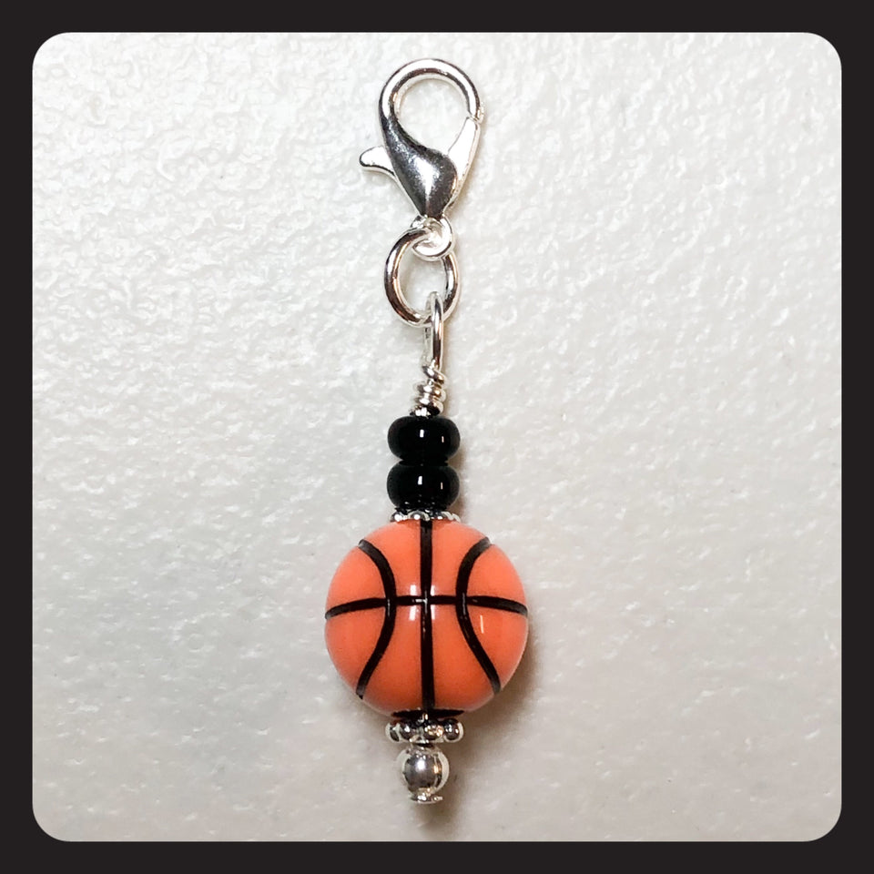 Basketball Charm (silver colored hardware)