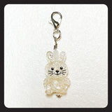 Glitter Bunny Charm (silver colored hardware)