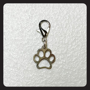 Cutout Pawprint Charm (Silver Colored Hardware)
